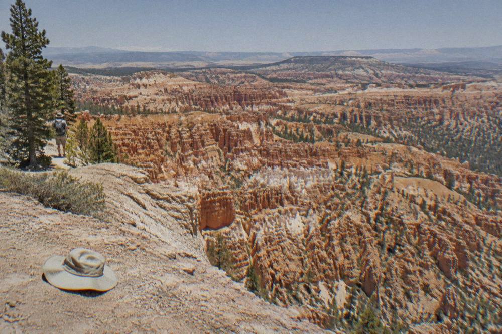 Hoodoo amphitheater viewed from a rim overlook at midday